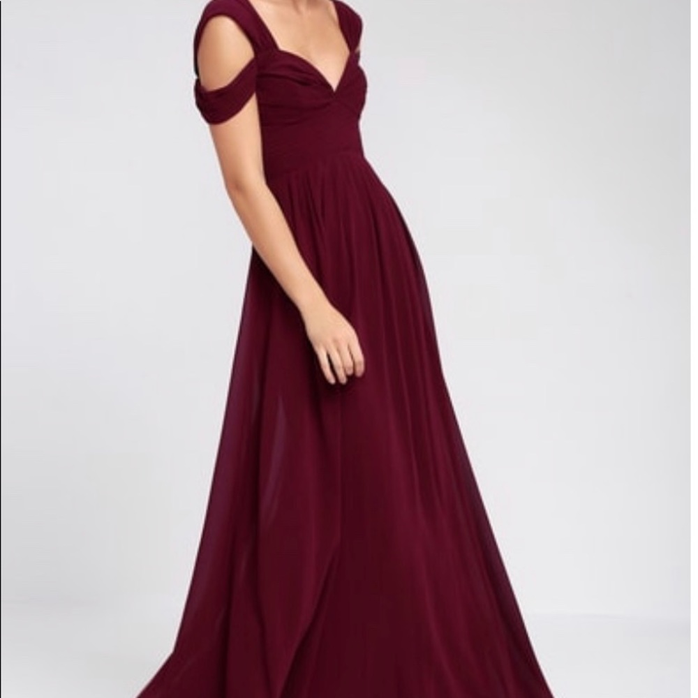 Lulu’s Make Me Move Burgundy Bridesmaid dress - Picture 2 of 8